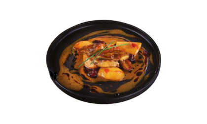 Гъши дроб на тиган с праскови