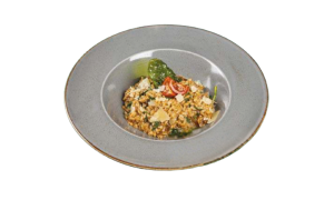 Ризото с телешко, манатарки и бейби спанак