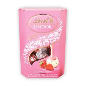 Шоколадови Бонбони Lindt Lindor Бял шоколад и Ягоди